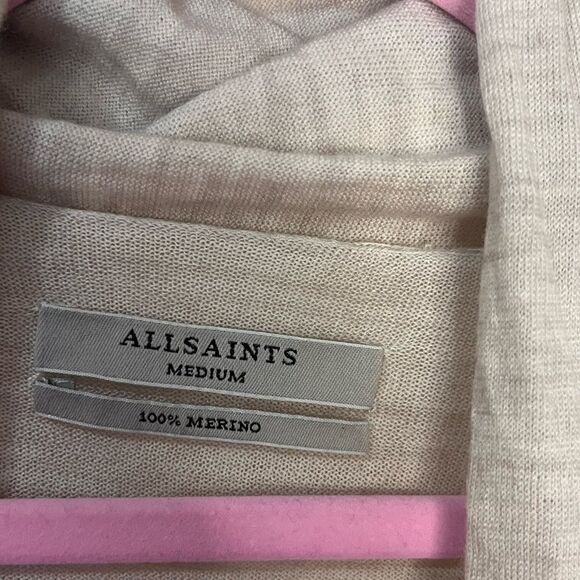 All Saints Rola Twist Jumper Merino Wool Sweater in Oatmeal Size M - Picture 7 of 7